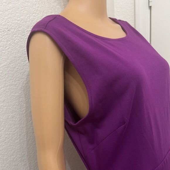 New York & Company Dress Petite Large Scoop Neck Sleeveless Mini Plum Purple New - Picture 3 of 12